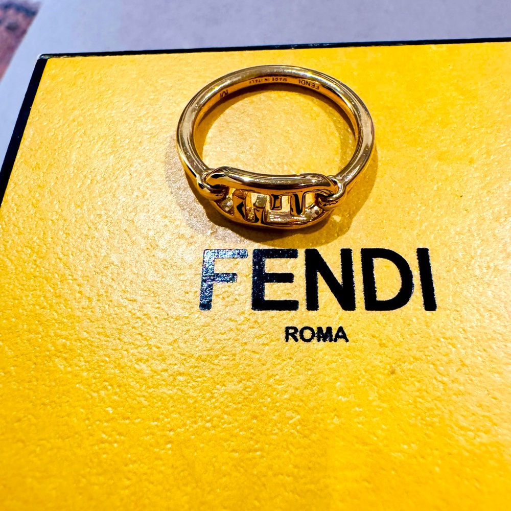 Fendi Gold-Tone Designer Ring